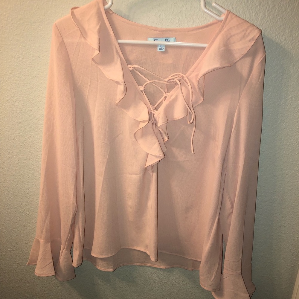 Light pink/blush ruffle blouse